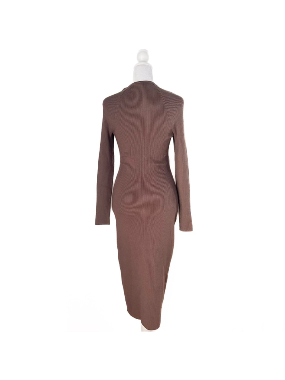 NWT Abercrombie & Fitch Ribbed Cutout Sweater Midi Dress Brown/Taupe L Bodycon - Picture 6 of 10